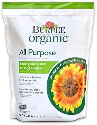 Burpee Organic Fertilizer, Granular Plant Food | 4 lb | For Vegetable & Flower Gardens | Seed Starting | Pack of 8