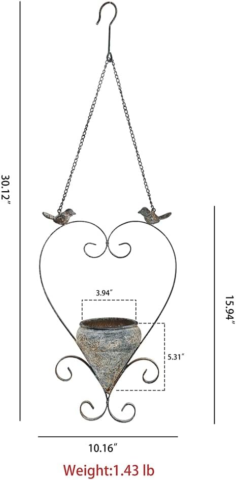 Metal Hanging Planters for Indoor Outdoor Plants Hanging Planter with Bird Figurines Hanging Planters Pot for Wall or Window,Garden Patio or Indoor Decor