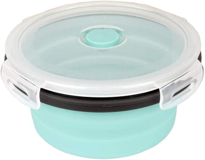 CARTINTS Blue Silicone Collapsible Food Storage Containers-Prep/Storage Bowls with Lids - Round Silicone Lunch Containers - Microwave and Freezer Safe Set of 3