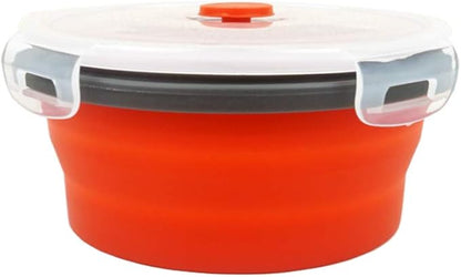 CARTINTS Red Silicone Collapsible Food Storage Containers-Prep/Storage Bowls with Lids - Round Silicone Food Storage Containers - Microwave and Freezer Safe 3Pack