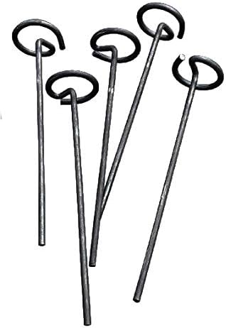 Sandbaggy 6-inch Circle Top Pins - Landscape Staples (Galvanized) - Garden Stakes for Landscaping, SOD - Heavy Duty Ground Stakes, Lawn Turf Spikes, Christmas Decorations, Weed Mats (25 Pins)