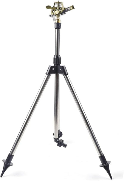 Impact Sprinkler on Tripod Base, 360 Degree Adjustable Tripod Sprinklers for Yard Large Area, Heavy Duty Sprinkler Tripod for Lawn Yard Garden