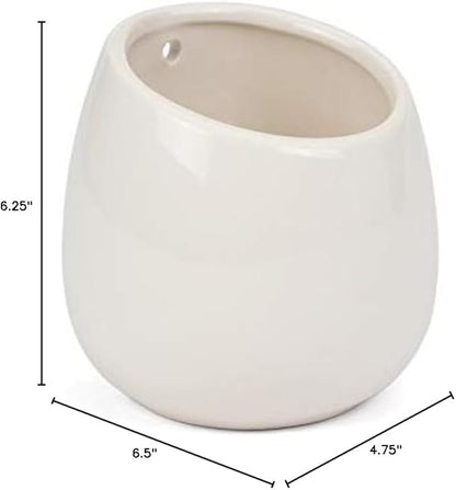Milltown Merchants Succulent Wall Planters - White Ceramic Wall Mounted Planters - Succulent Plant Pots - Hanging Vases for Living Wall (1 Pack/Modern/White)