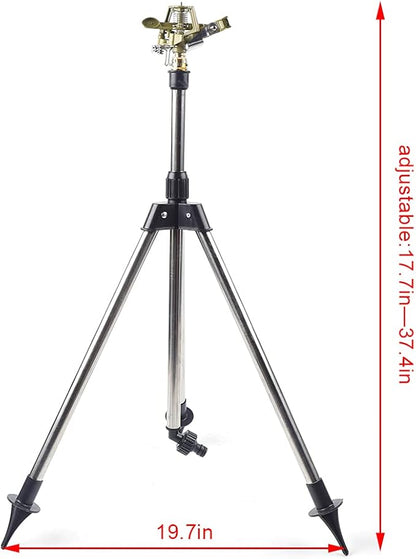Impact Sprinkler on Tripod Base, 360 Degree Adjustable Tripod Sprinklers for Yard Large Area, Heavy Duty Sprinkler Tripod for Lawn Yard Garden