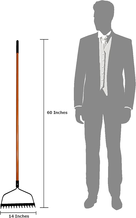 Ashman Bow Rake (2 Pack) – Heavy Duty Rake to Gather Fallen Leaves, Equipped with Rubber Grip Handle for a Strong Hold When Working – Rust Resistant.