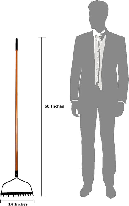 Ashman Bow Rake (2 Pack) – Heavy Duty Rake to Gather Fallen Leaves, Equipped with Rubber Grip Handle for a Strong Hold When Working – Rust Resistant.