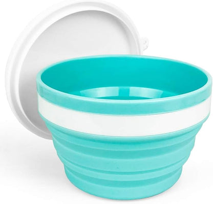 CARTINTS 950ml Collapsible Bowls-Silicone Food Storage Containers-Prep/Storage Bowls with Lids-Silicone Lunch Containers, Ideal for Travel and Camping (Blue)