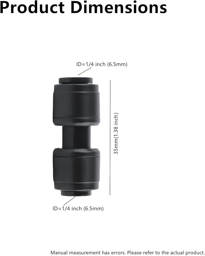 112 Pack 1/4 Inch Straight Union Quick Connect Coupling, Leak-Proof Irrigation Fitting for 1/4" Tubing, Easy Install for Garden, Farm, Sprinkler Systems
