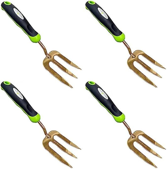 Garden Guru Titanium Hand Weeder Fork Tool – Rust Resistant – Ergonomic Handle – Great for Planting, Spreading Mulch, Weeding, Loosening & Transplanting Soil (4 Pack)