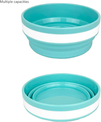 CARTINTS Collapsible Bowls With Lids Silicone Food Storage Containers Collapsible Camping Bowls Silicone Lunch Containers, Ideal for Travel and Camping, 32oz/950ml(Blue)