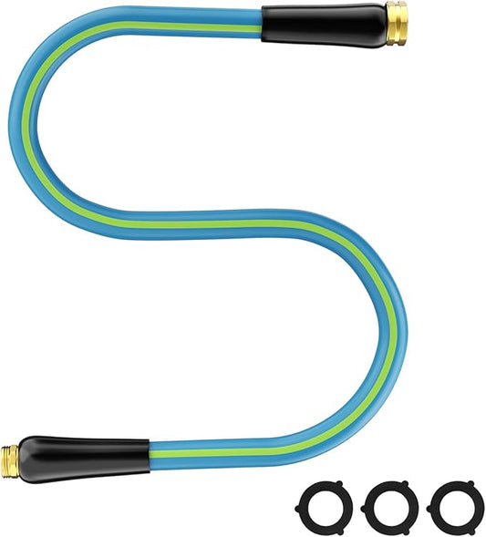 Short Garden Hose 5/8” 5FT: Burst-Resistant Water Hose with Sturdy Brass Fittings - Lead-Free Hose for Car Washing Pet Bathing - Lightweight for Outside Campers RV, Car Wash, Watering, Green