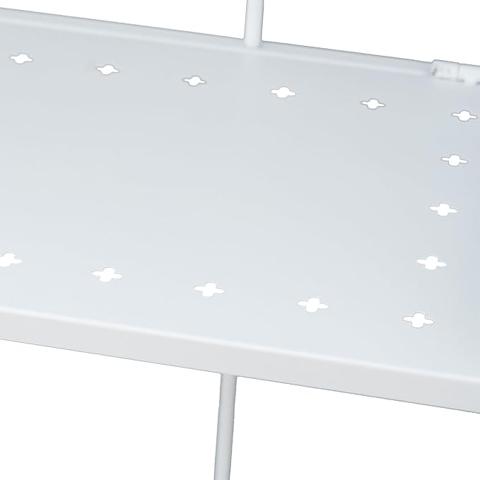 White 4-Tier Plant Stand with French Style Pattern, Indoor Outdoor Flower Shelf for Balcony Patio, Vintage Garden Decor with Lattice Design Plant Holder