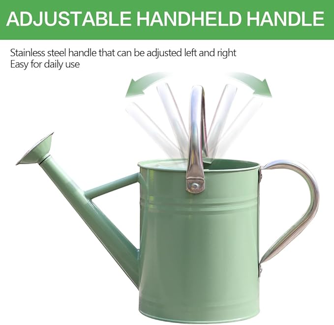 Metal Watering Can, One Gallon Watering Cans Stainless Steel for Outdoor Indoor Garden Plants Watering (Cream Green and Garden Scissors)