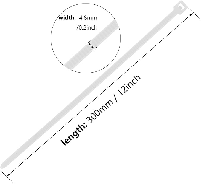 12 Inch Zip Ties Green 1000 PCS, 50 Lbs- Heavy Duty Tensile Strength, Nylon PA66 UV Resistant Cable Ties for Indoor and Outdoor Use - Ideal for object bundling and fastening