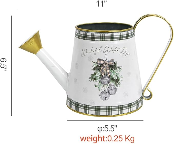 Small Christmas Decorative Watering Can for Indoor Plants Metal Watering Can Outdoor for Bonsai Balcony Courtyard Garden Flower Christmas Decorative