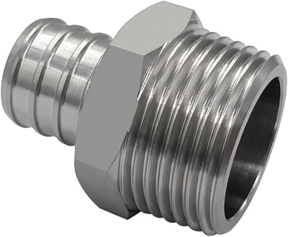 beduan Stainless Steel PEX Garden Hose Adapter Fitting 1/2" PEX Barb to 3/4" GHT Male Connector for Outdoor Garden Irrigation Watering