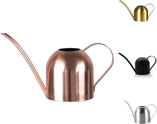 Small Watering Can for Indoor Plants, 15oz/450ml Stainless Steel Long Spout Watering Can for Succulents, Herbs (Rose Gold)