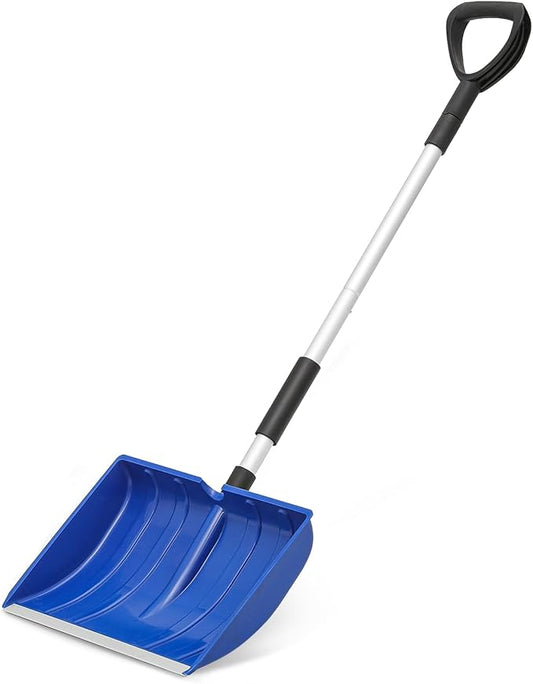 MoNiBloom Snow Shovel 16" Blade with Aluminum Edge, 48" Length Detachable D-Grip Handle, Wide Snow Shovel for Driveway Sidewalk and Deck