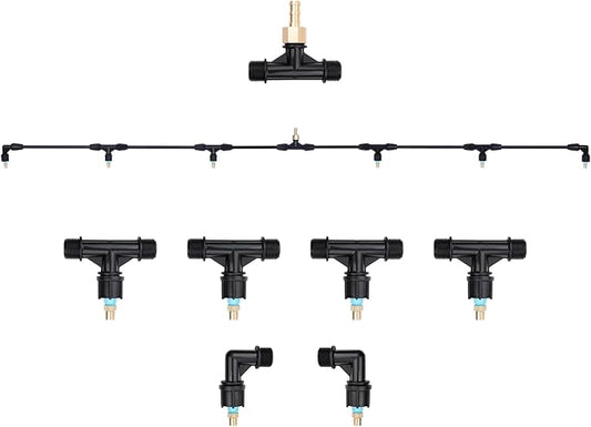 6-Nozzle Poly Boom Wand with 3/8" Brass Fitting, 7.5 Ft. ATV sprayer Boom, Wide-Coverage Agricultural & Lawn Spray Attachment for Tractors/UTVs (Fiberglass Wand)