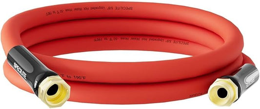 SPECILITE 5/8" Hot/Cold Short Leader Garden Water Hose 10 ft, -50℉-190℉, Flexible & Lightweight Rubber Pipes With 3/4" Brass Fittings for Yard, Outdoor, Farm, Red