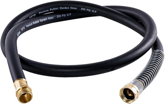 Leader Garden Hose 5ft x 5/8", Heavy Duty Short Water Hose, Male to Female Fittings, Five Layered Braiding for Durability, 1000PSI Burst, 200PSI Working (Black)