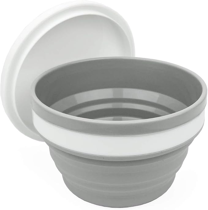 CARTINTS Silicone Collapsible Food Storage Containers with Lids Collapsible Containers Ideal for Travel and Camping, Hiking,32oz/950ml (Grey)