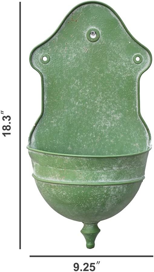 Vintage Rustic Wall Planter Distressed Decor Iron Hanging Plant Basket Shabby Metal Wall Mounted Flower Holder Pot Stand for Indoor Outdoor Home Balcony Patio Farmhouse Garden Decorative (Green)