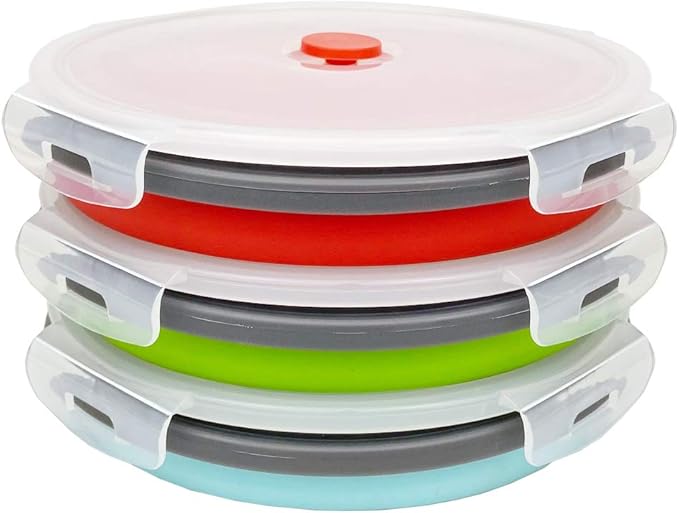 CARTINTS 1200ml Large Collapsible Food Containers Silicone Lunch Containers Silicone Leftover Food Containers, Ideal for Camping Travel, 3Pack