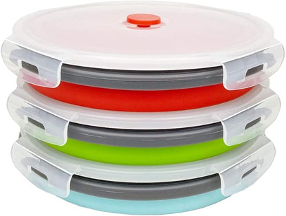 CARTINTS 1200ml Large Collapsible Food Containers Silicone Lunch Containers Silicone Leftover Food Containers, Ideal for Camping Travel, 3Pack