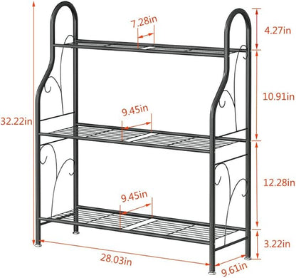 SORCEDAS Plant Stand Indoor Outdoor Plant Shelf 3 Tier Metal Corner Flower Stand Multiple Holder for Patio Garden Balcony Living Room, Dark Grey