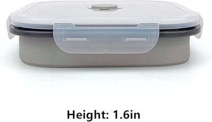 CARTINTS Large 1200ml Collapsible Bowls with Lids, Silicone Food Storage Containers, Space-Saving Meal Prep Containers For Kitchen and Outdoors Camping, Set of 3, Grey