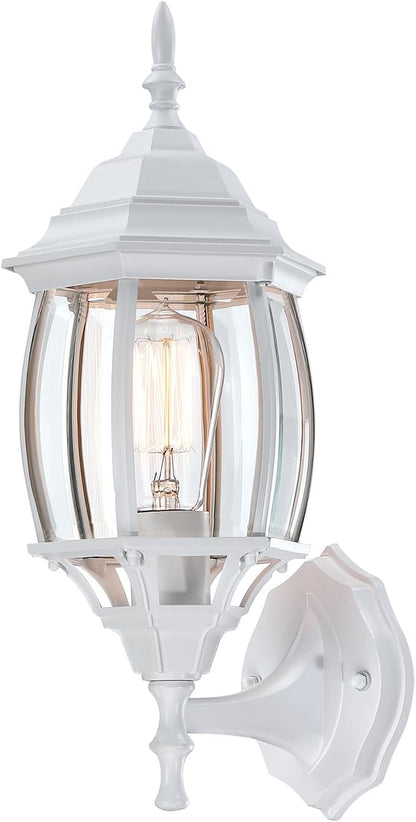 16.8 Inch White Outdoor Wall Light, Outside Porch Sconce White Outdoor Light Fixture for House Front Door Wall Lantern with Vintage Design, Garage Balcony, E26