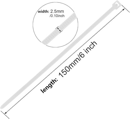 6 Inch Silver Zip Tie 1000 PCS, 18 Lbs - Small to Medium Zip Tie, Nylon PA66 UV Resistant Cable Tie for Indoor and Outdoor Use - Ideal for bundling and securing objects