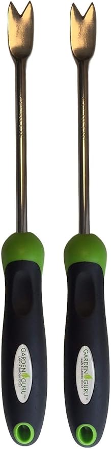 Garden Guru Dandelion Weeder Tool with Ergonomic Handle - Stainless Steel Weed Puller for Planting, Weeding, Flower and Vegetable Care in Lawn Garden Yard | Rust Resistant (2 Pack)