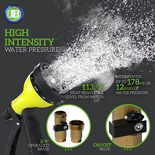 J&B XpandaHose 75ft Expandable Garden Hose – Ultra-Strong 3750D, 4-Layer Latex Core, Brass 3/4" Connectors, 10-Pattern Nozzle & Storage Bag – Lightweight, Kink-Reducing, Leak-Resistant
