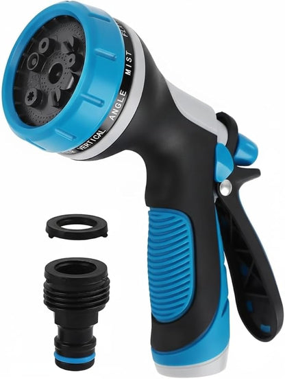 Garden Hose Nozzle with Adjustable 10 Watering Patterns,Hose Spray Nozzle with Slip Resistant High Pressure,Water Hose Nozzles Sprayer for Plants & Lawns Watering,Car Washing and Pet Showering Blue