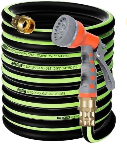SYEENIFY Garden Leader Hose 5/8 in. x 6 ft Short Water Hose Male/Female Heavy Duty Hybrid Garden Hose No Kink and Flexible Rubber Hose for Dehumidifier,Vehicle Water Filter and Camp Water Tank