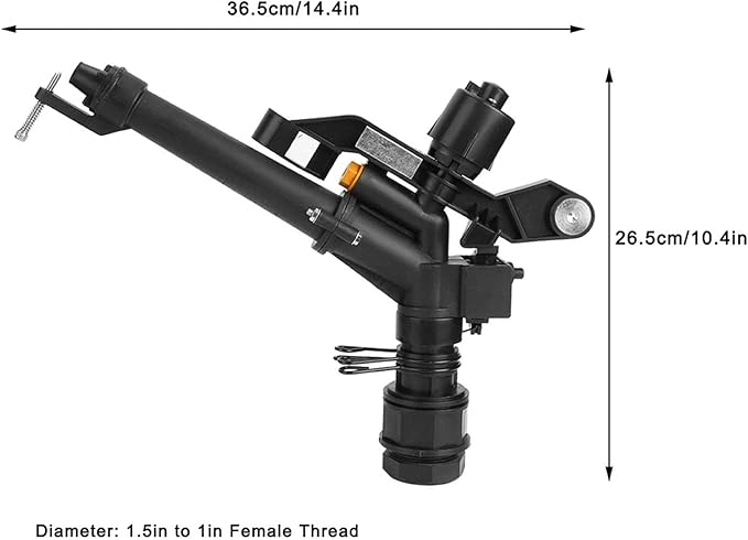 Garden Sprinkler, 360 Degree Rotating Adjustable Impact Sprinkler with Nozzle Set, 1.5in to 1in Heavy Duty Rocking Arm Sprinklers for Farm Lawn and Irrigation