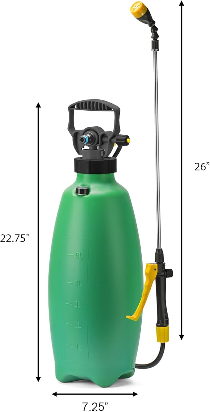 Aussie EzySpray™ 1.3 Gal No-Pump Garden Sprayer – Power Pouch™ Self-Pressurizing Speed, Handheld with 4 Spray Patterns, Comfort Grip Wand, Chemical & Water Use