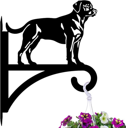 peacoblue Iron Plant Hangers Hooks for Outdoor Indoor Hanging Plants Flower Fern Pots Lantern Bird Feeder Wind Chimes, 12"x16" Weather Resistant Metal Wall Holder for Porch Garden Farmhouse(Labrador)