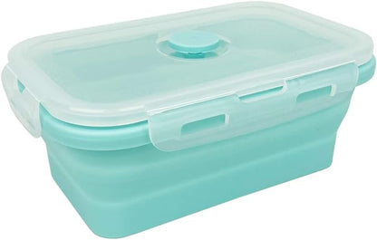 CARTINTS Silicone Collapsible Food Storage Containers-Prep/Storage Bowls with Lids - Set of 3 Square Silicone Lunch Containers - Microwave, Dishwasher and Freezer Safe (blue)