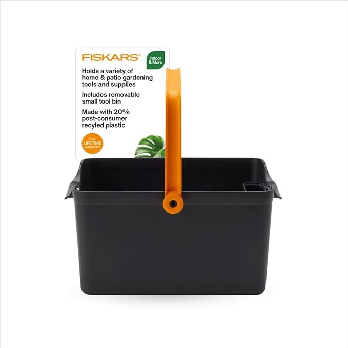 Fiskars Garden Tool Caddy with Removable Small Tool Storage for Indoor and Outdoor Gardening Use, Made with Recycled Plastic