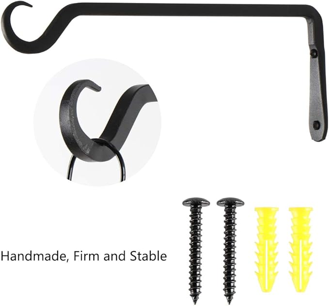 12" Plant Hangers 8-Pack - Heavy Duty Rust-Resistant Steel Hooks for Bird Feeders, Indoor/Outdoor Plants & Wall Decor, Black