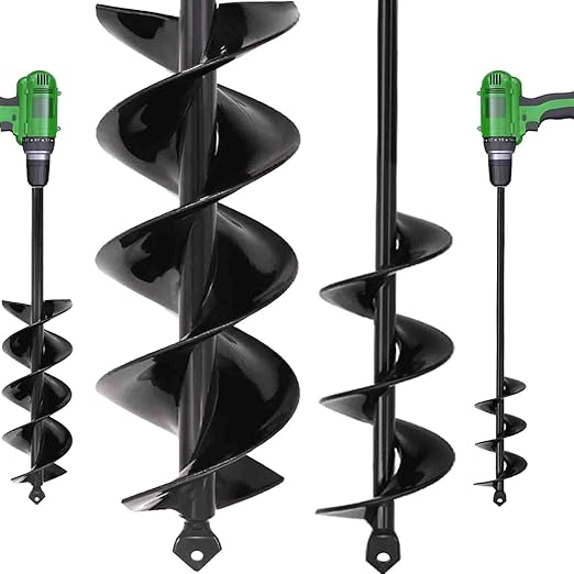 TCBWFY Auger Drill Bit for Planting, 2 Set Solid Core Shaft Garden Auger Spiral Drill Bit, Hole Digger for 3/8'Hex Drive Drill (3'X16.5' and 1.6'X16.5")