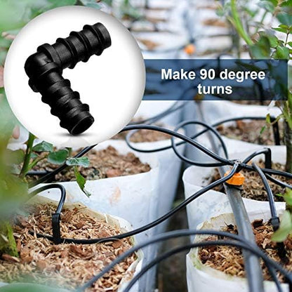 Maitys 8 Pieces 1/2 Inch Drip Irrigation Fittings Parts Soaker Hose Repair Kit Inline Barb Drip Irrigation Hose Connectors Plastic Tubing End Stop for Garden Lawn Sprinkler Systems(Elbow)