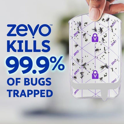 Zevo Flying Insect Trap & Cartridge - Plug in Fly Trap & Indoor Bug Catcher for Gnats, House & Fruit Flies - Mess-Free - Use in Any Room - Uses Blue & UV Light (1 Plug in Device & 1 Cartridge)