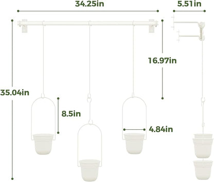 Bamworld Hanging Planters for Indoor Plants with 3Pots Metal Plant Hanger Indoor Hanging Plant Holder Wall Planters Window Plant Shelves Plant Hanger Rod for Hanging Pots for Wall Decor(White)