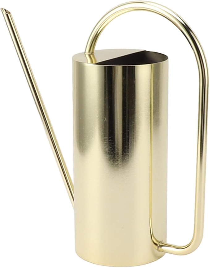 Watering Can, Wide Application Rustproof Long Spout Watering Pot Stainless Steel for Garden (Gold)