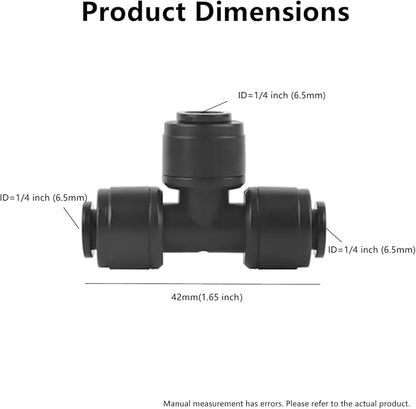 20 pack 1/4" Drip Irrigation Tee Fitting - Quick Connect Tee Connectors, Leak-Free for 1/4" Tubing, Includes 8 End Plugs for Sprinkler & Drip Irrigation Systems