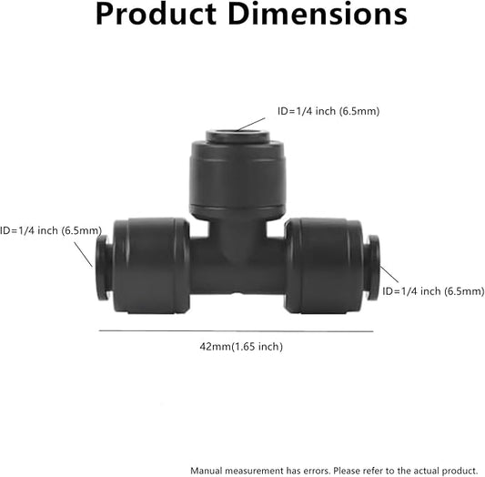 20 pack 1/4" Drip Irrigation Tee Fitting - Quick Connect Tee Connectors, Leak-Free for 1/4" Tubing, Includes 8 End Plugs for Sprinkler & Drip Irrigation Systems